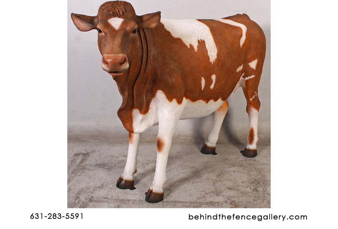 Guernsey Cow Statue Life Size Farm Theme Prop