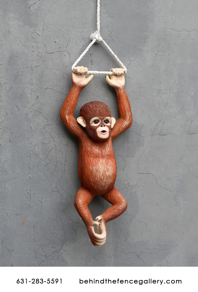 Hanging Baby Orangutan Statue - 2.5 Ft - Click Image to Close
