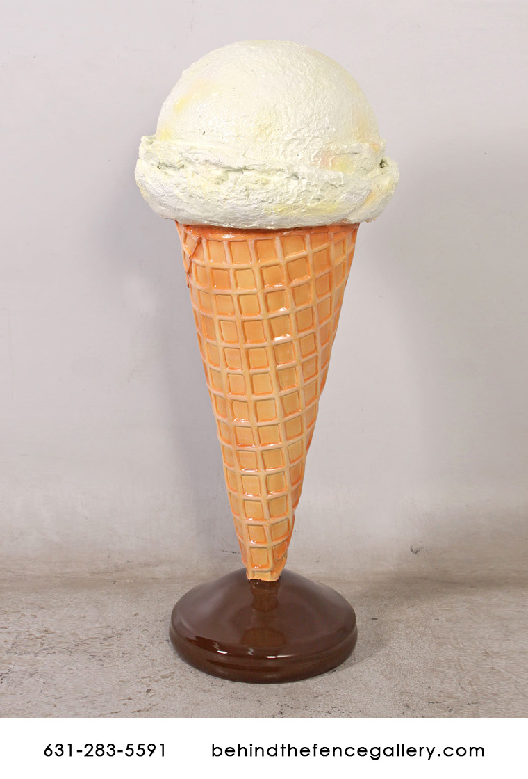 Vanilla Hard Scoop Ice Cream Cone Statue - Click Image to Close