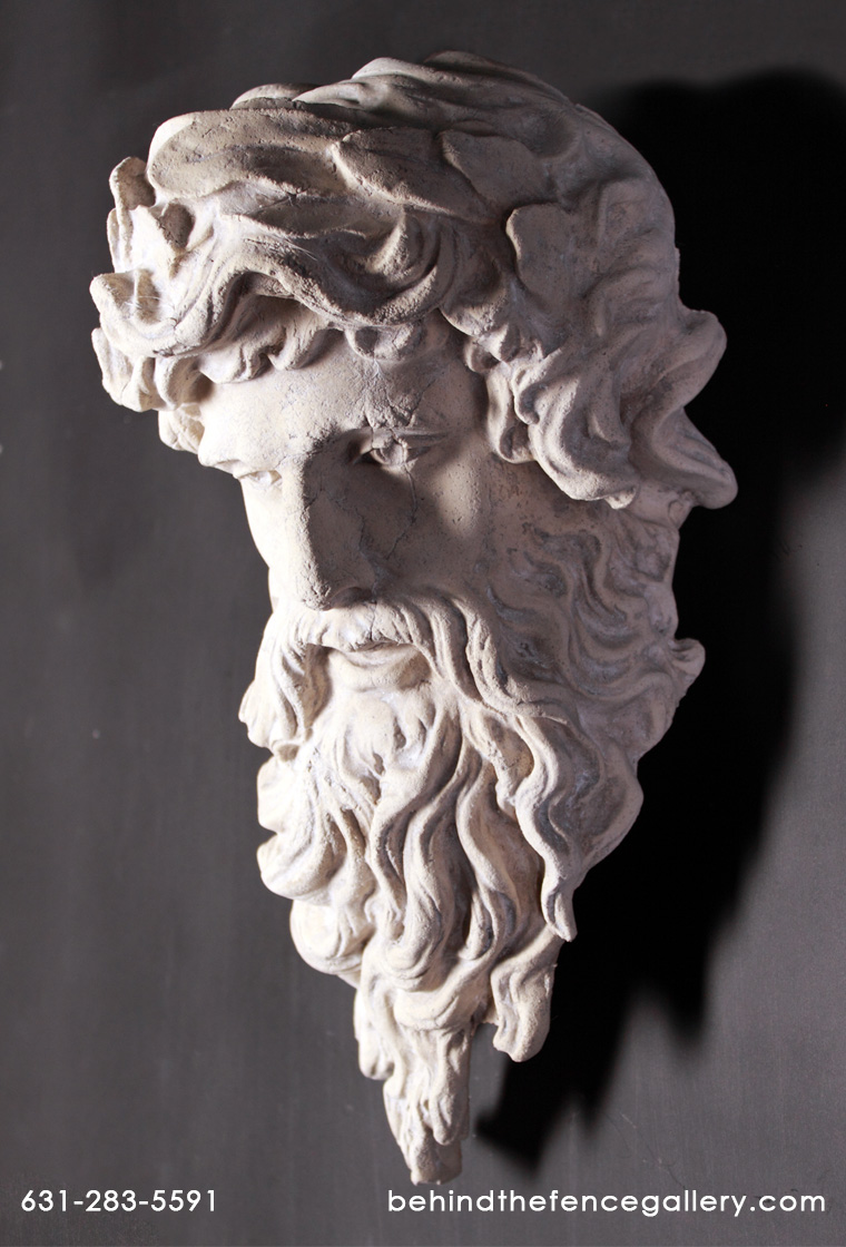 Hercules Head Statue in Roman Stone Finish - Click Image to Close
