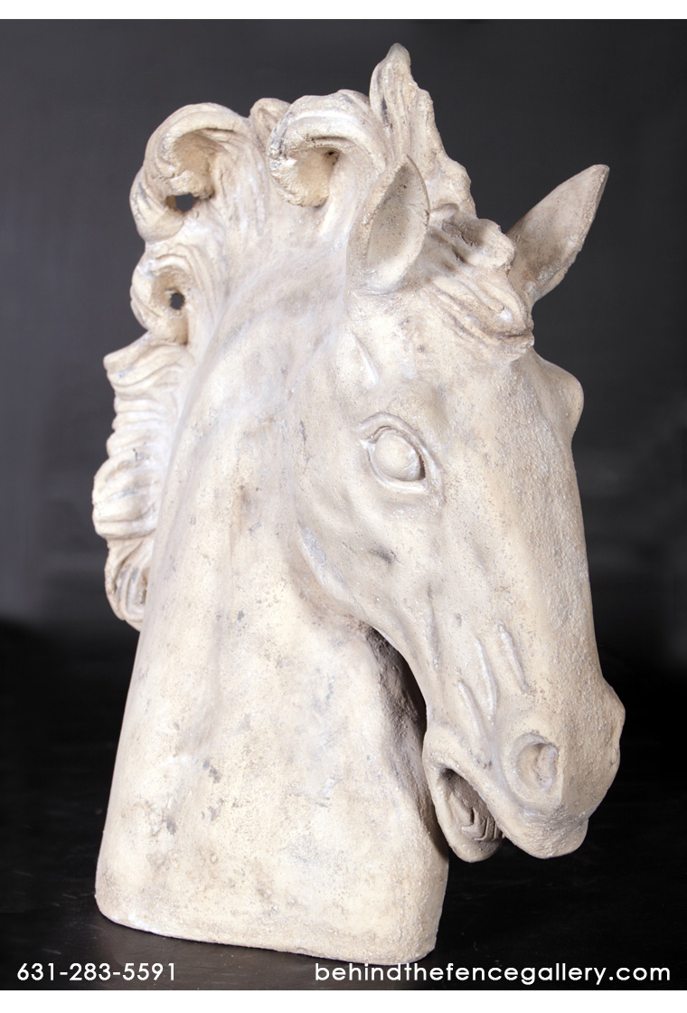 Equestrian Horse Head Table Display Roman Stone Statue