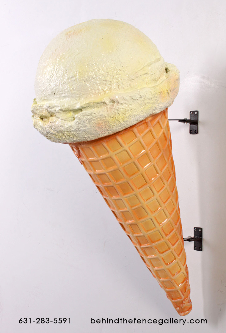 Vanilla Hard Scoop Wall Mounted Ice Cream Cone Statue
