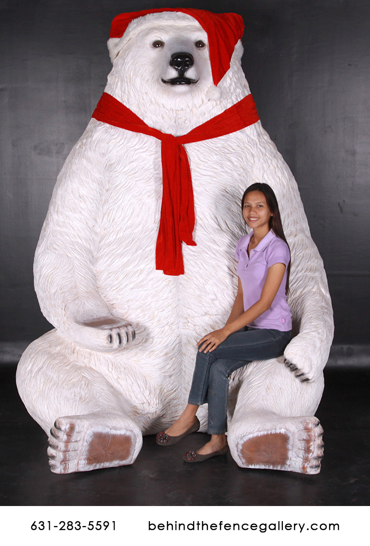 7.5 Ft. Sitting Christmas Polar Bear - Click Image to Close