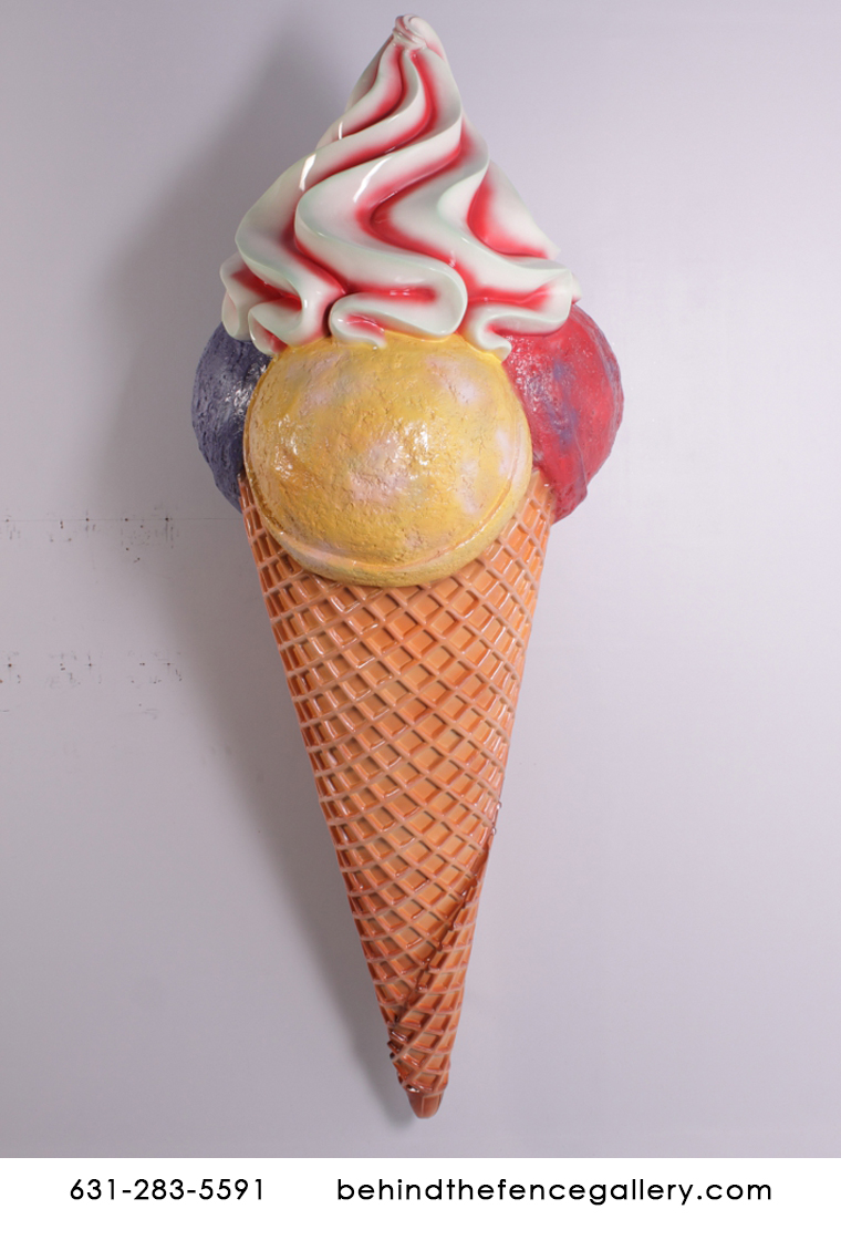 Hard Scoop Giant Wall Mounted Ice Cream Cone Statue