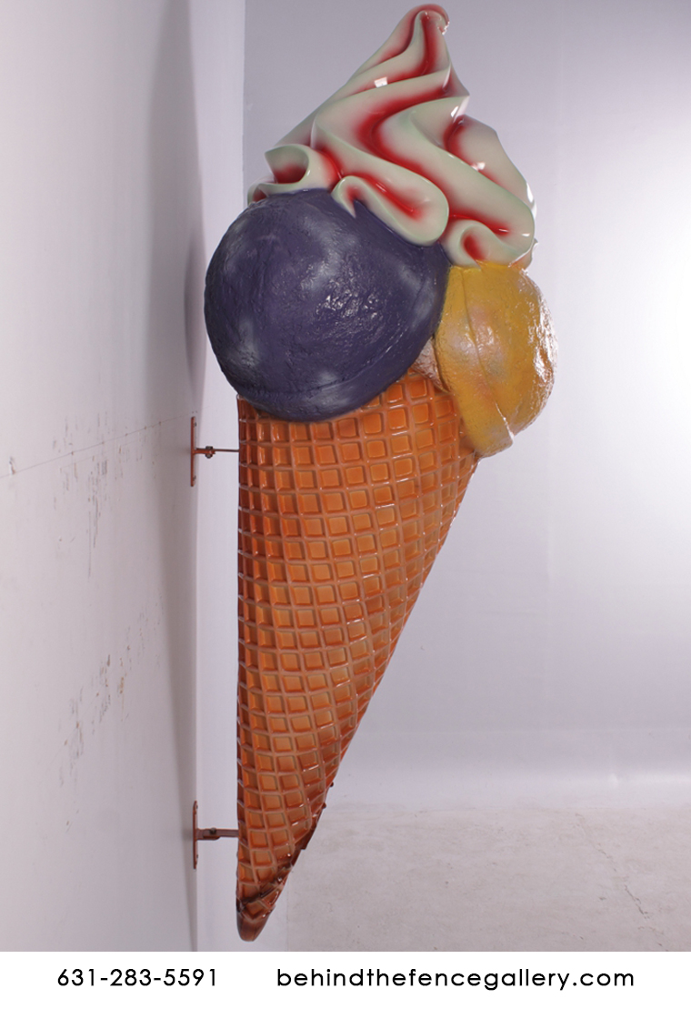 Hard Scoop Giant Wall Mounted Ice Cream Cone Statue