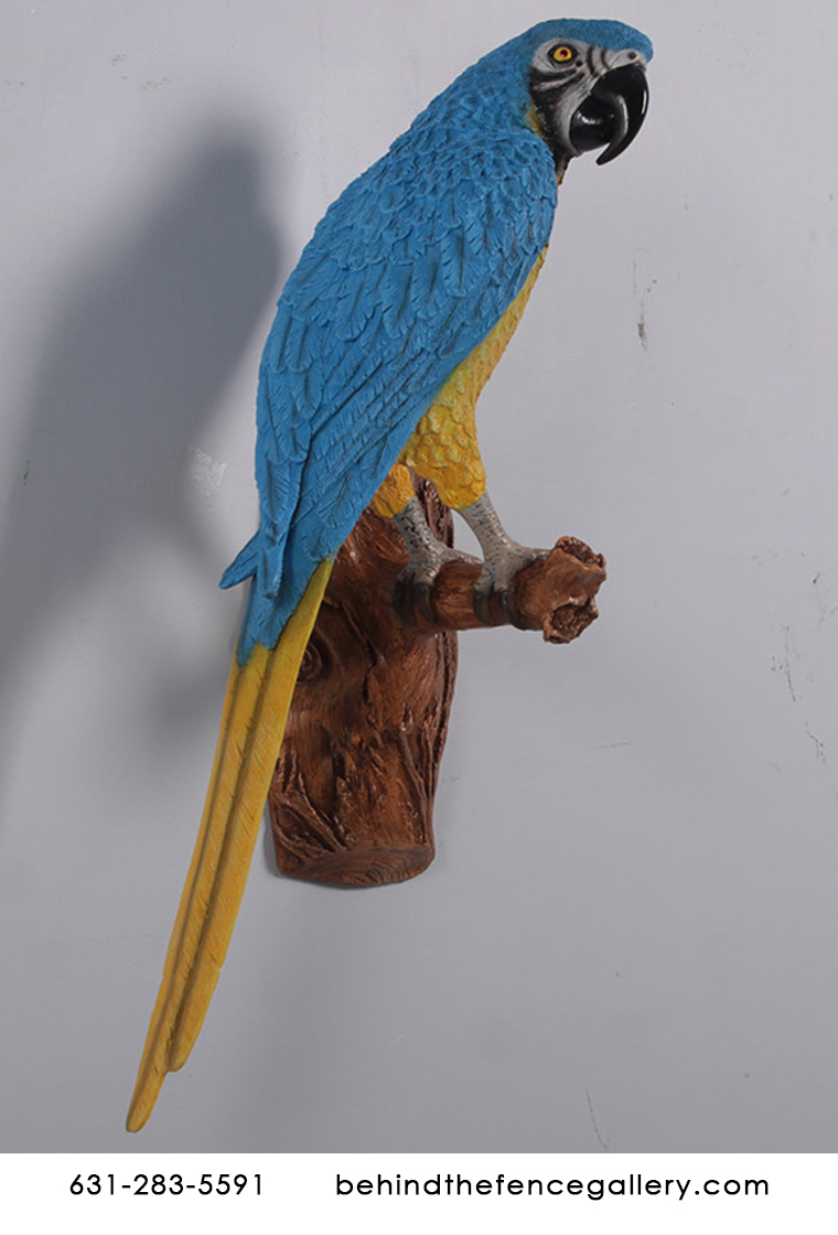 Life Size Blue and Gold Macaw Parrot Statue