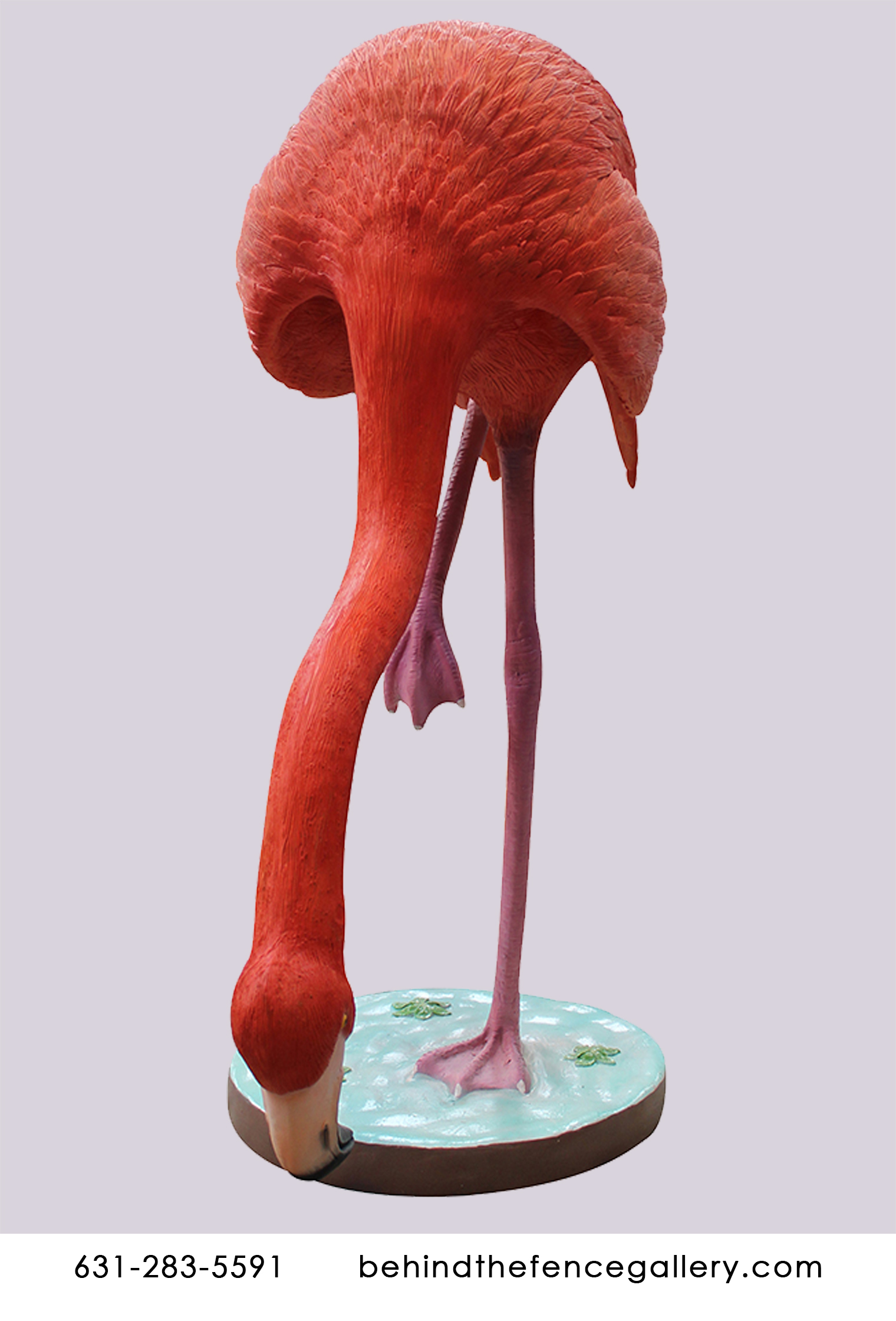 Flamingo Head Down on Base Statue - Click Image to Close