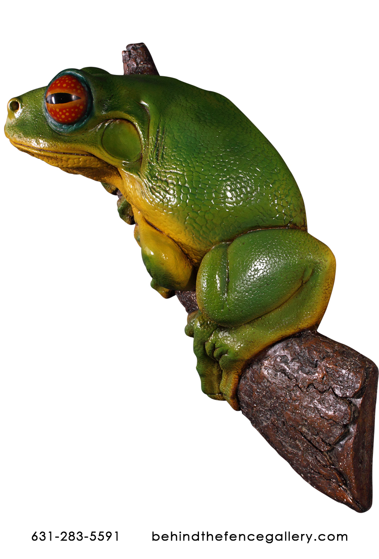 Green Tree Frog Wall Mounted Statue