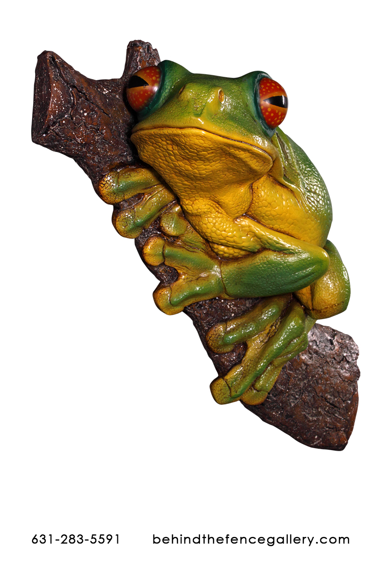 Green Tree Frog Wall Mounted Statue