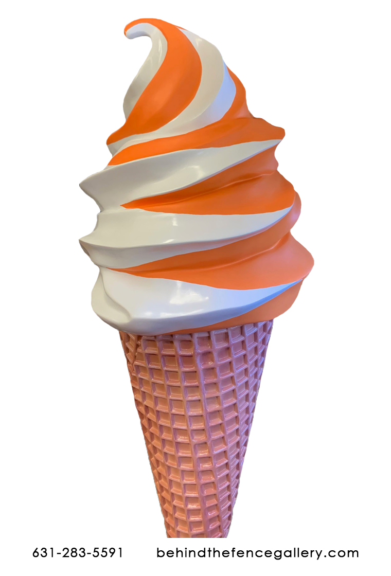 Soft Serve Vanilla Ice Cream Twist Cone on Base Statue