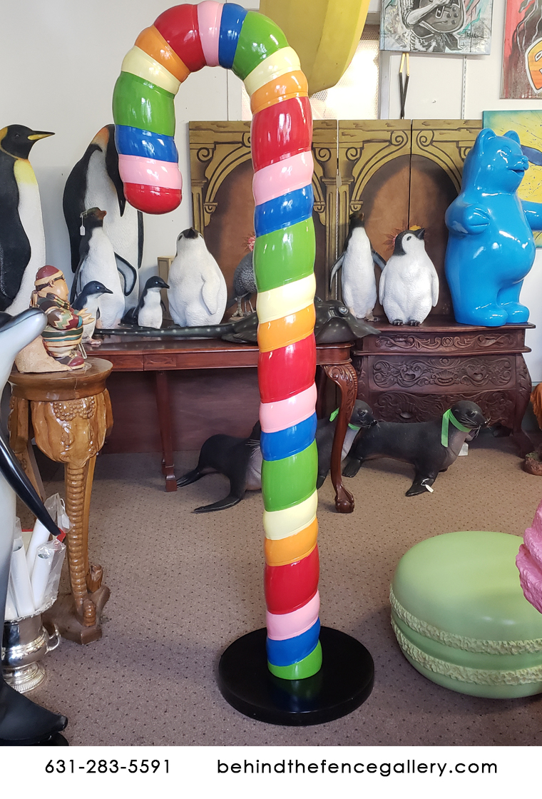 6 FT. Tall Rainbow Candy Cane with Base