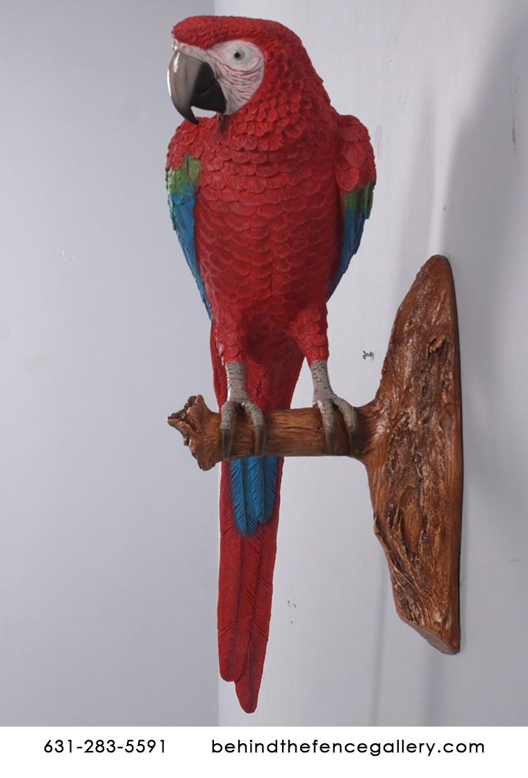 Life Size Scarlet Macaw Parrot Statue