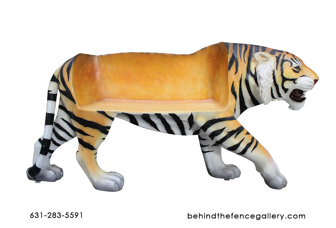 Bengal Tiger Crouching Life Size Resin Cat Statue Safari Jungle Theme Decor  Prop