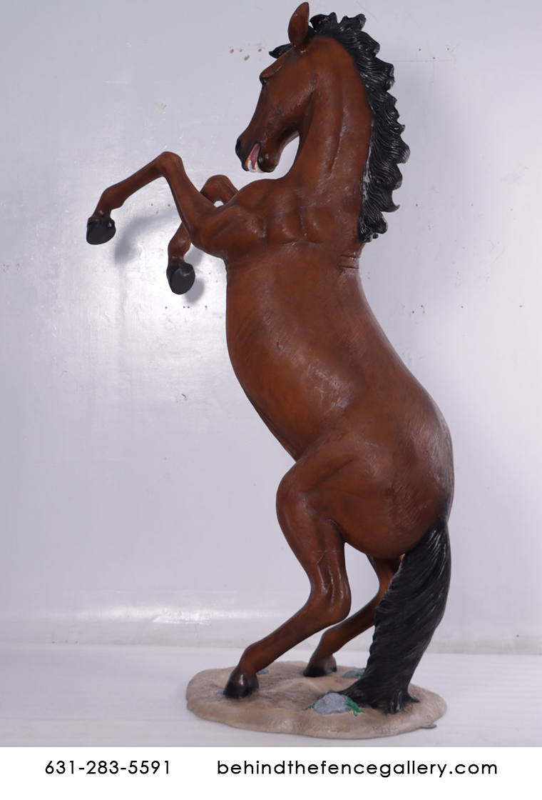 Rearing Chestnut Horse 8 Ft. Statue