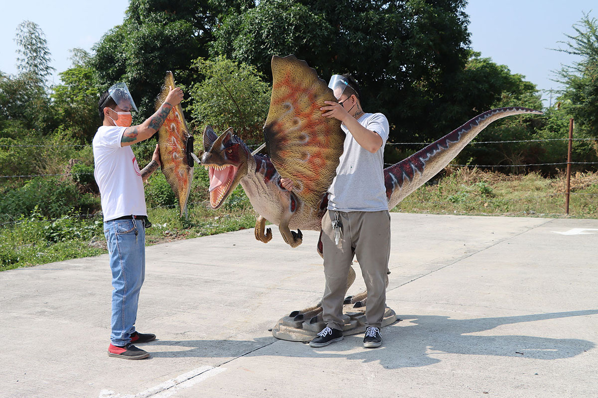 Life Size Dilophosaurus Statue