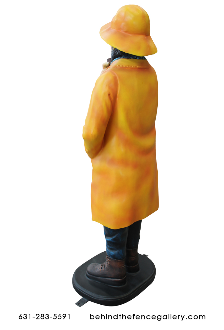 Fisherman 4ft Tall Raincoat Fisherman Statue