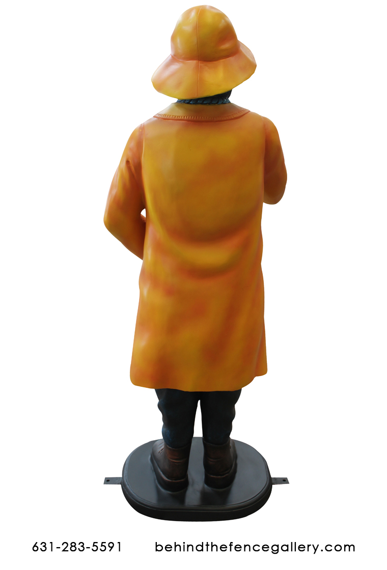 Fisherman 4ft Tall Raincoat Fisherman Statue