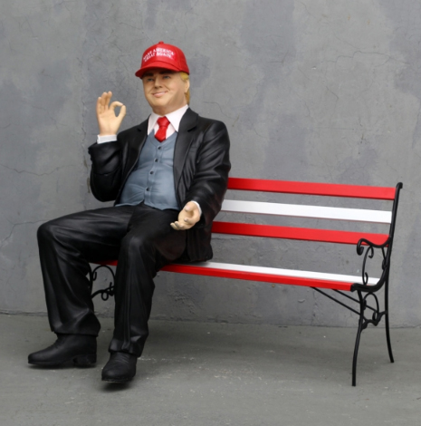 Donald Trump on Bench Wearing MAGA Hat