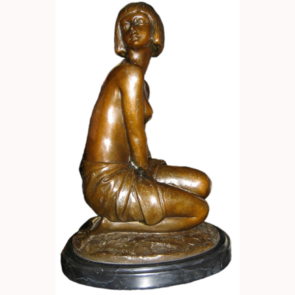 Bronze Deco Girl Kneeling - Click Image to Close