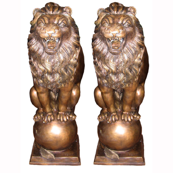 Bronze Lion's on Ball - Click Image to Close