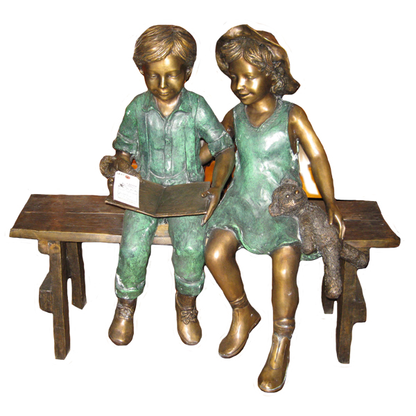 Bronze Kids on Bench