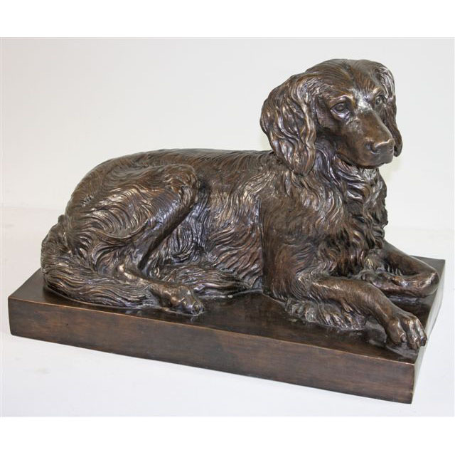 Bronze Laying Dog with Base