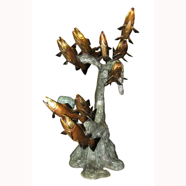 Bronze Fountain with 9 Trout