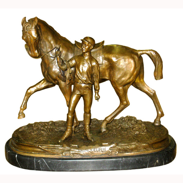 Bronze Jockey with Horse - Click Image to Close
