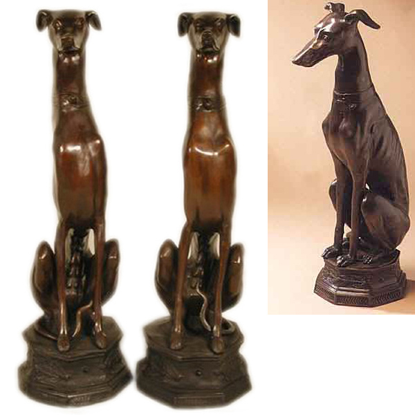 Bronze Greyhound Dog ( pair ) - Click Image to Close