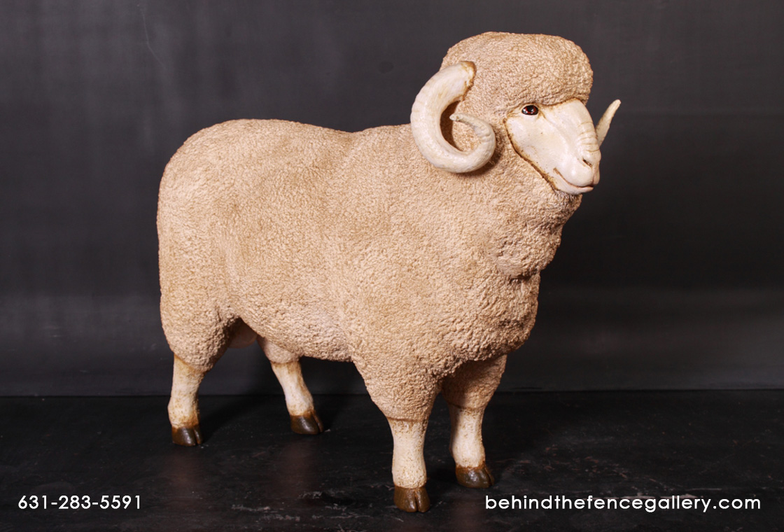 Ram Statue Life Size Merino Farm Animal Prop - Click Image to Close