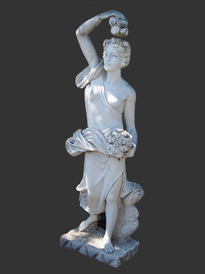 Marble Sculpture of Woman with Roses 6ft.