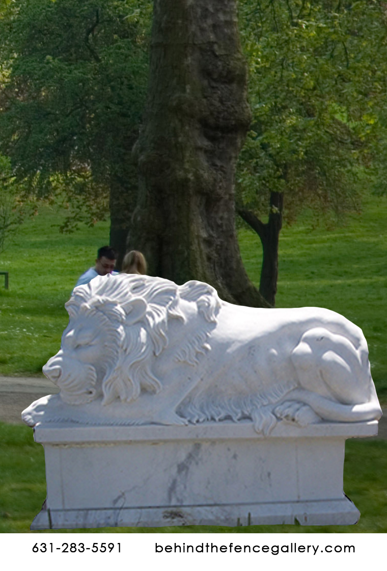 Marble Sleeping Lion - Click Image to Close