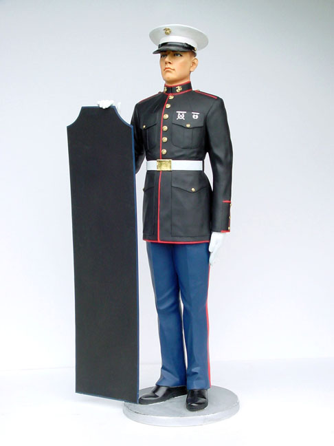 Marine at Attention Statue with Menu Board 6 ft