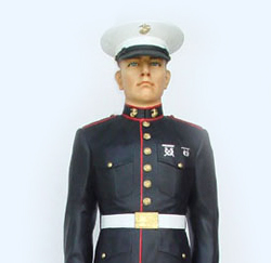 Marine at Attention Statue with Menu Board 6 ft - Click Image to Close