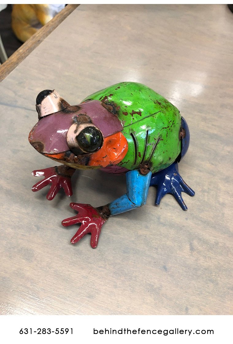Recycled Metal Frog Statue - Mini