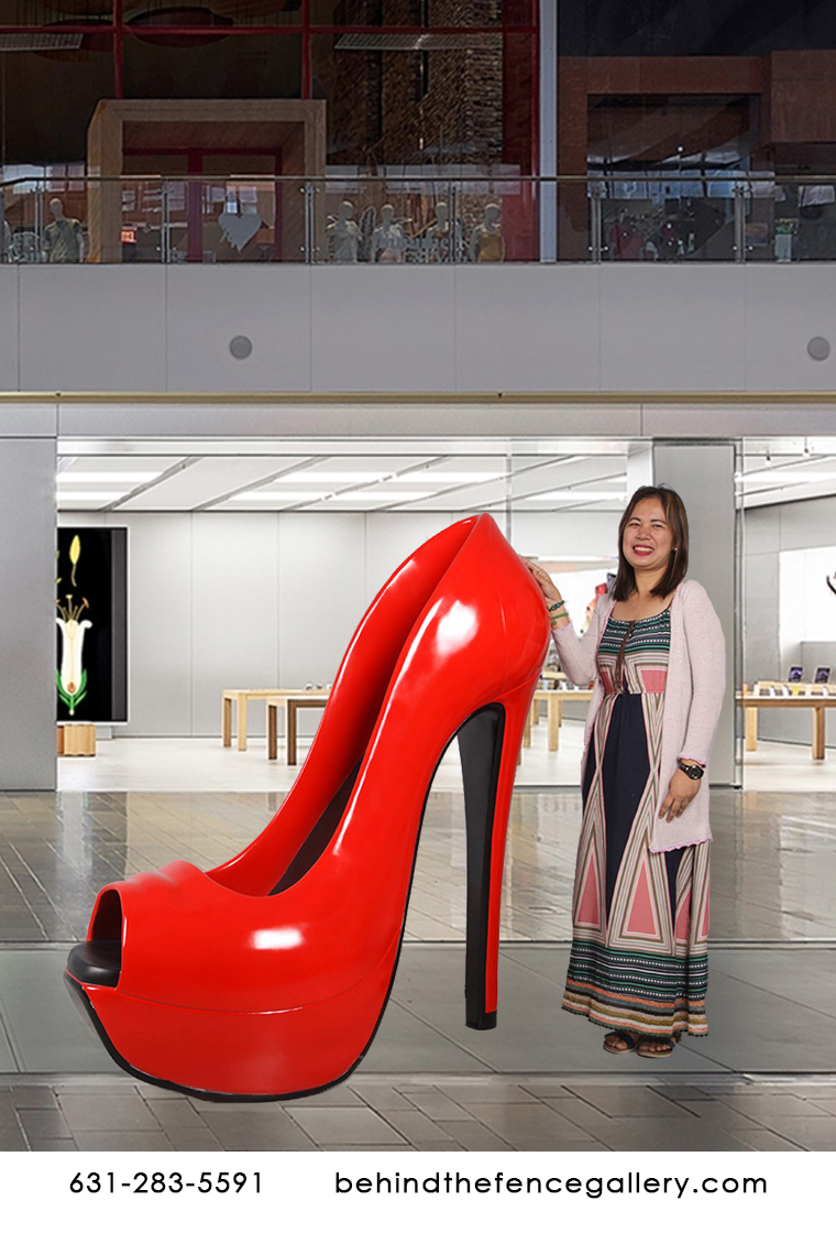 Red Stiletto Shoe Sculpture - 5ft - Click Image to Close