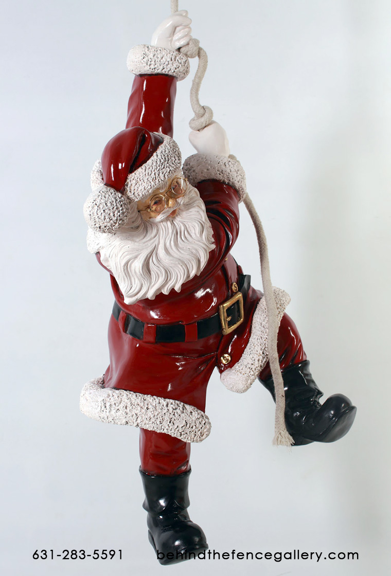Santa Hanging from Rope Statue - 3FT.