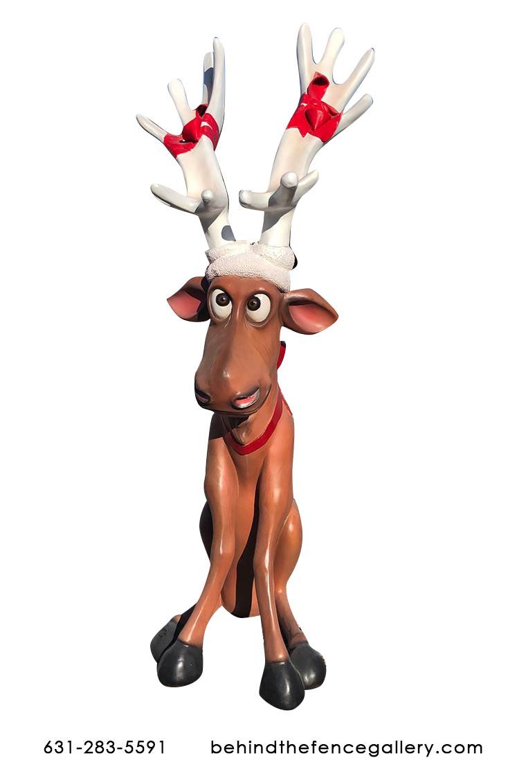 Sitting Reindeer Statue - 5ft. - Click Image to Close