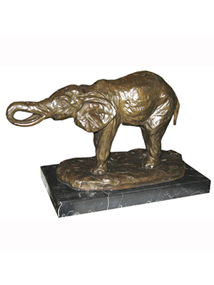 Bronze Small Elephant with Marble Base - Click Image to Close