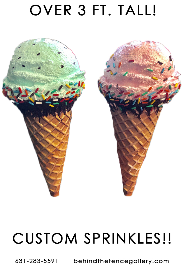 Custom Hard Scoop Wall Mounted Ice Cream Cone With Sprinkles
