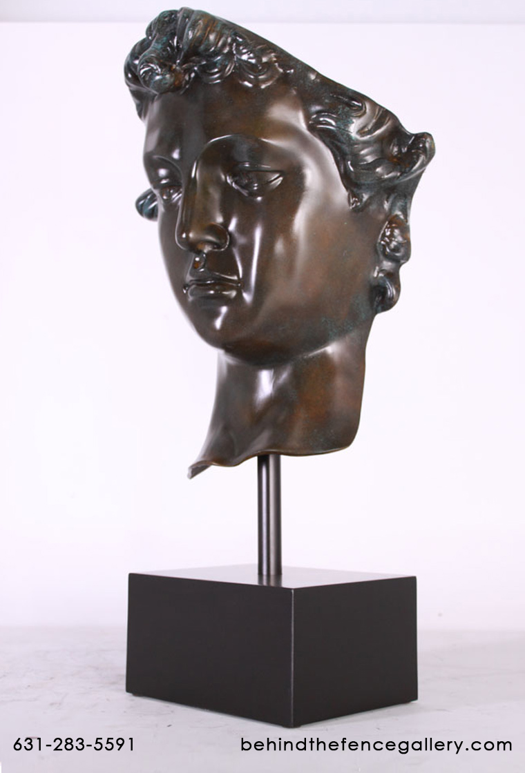 David Head on Base Statue in Bronze Stone Finish