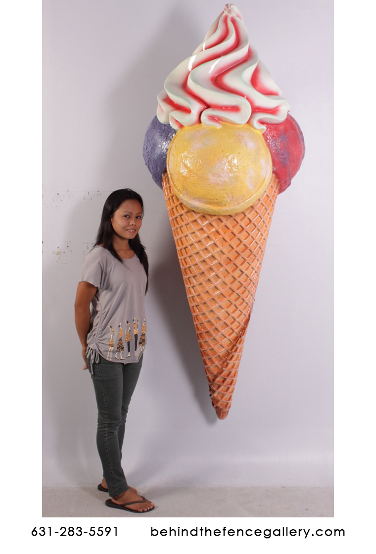 Hard Scoop Giant Wall Mounted Ice Cream Cone Statue