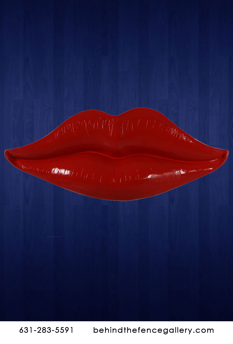 Wall Mounted Dark Red Lips Statue