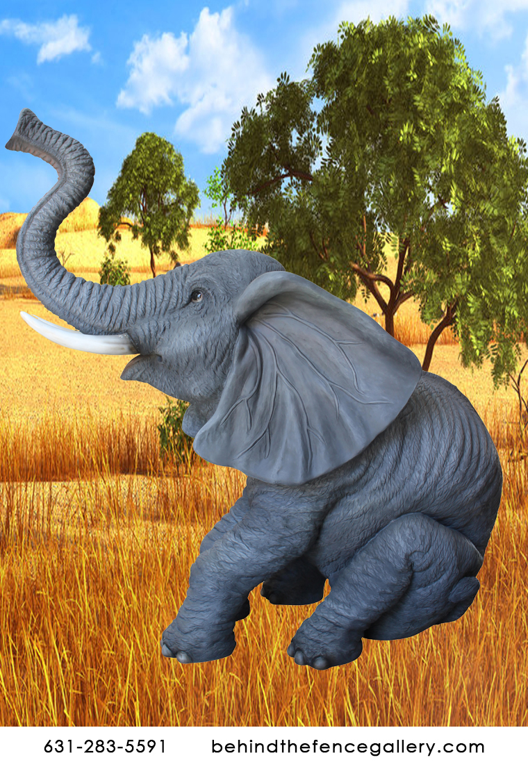 Elephant Sitting Trunk Up