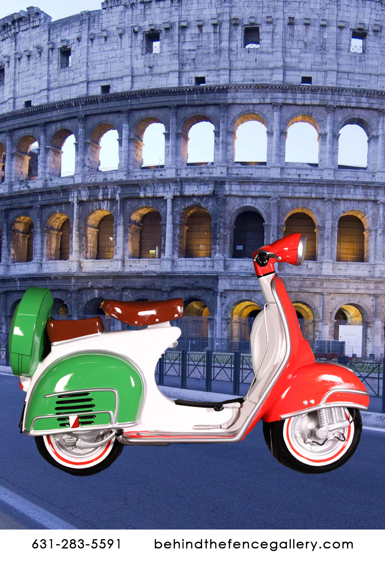Italian Flag Motor Scooter Wall Mounted Statue