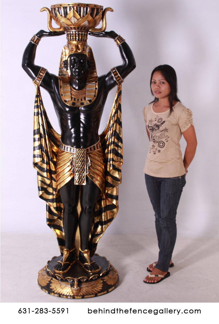 Egyptian Male Plant Pot Holder Life Size Statue