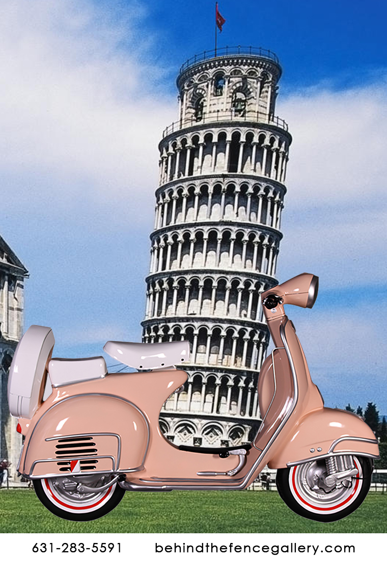 Pink Motor Scooter Wall Mounted Statue