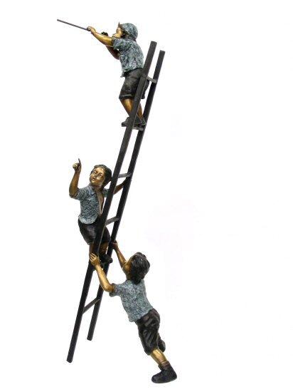Bronze Three Kids On Stairs 100"