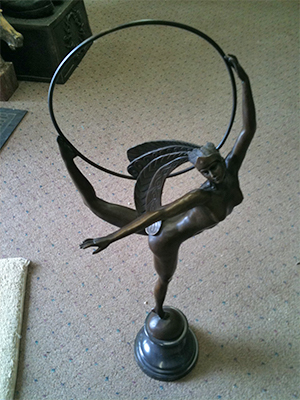 Bronze Art Deco Girl Dancing with Hoop