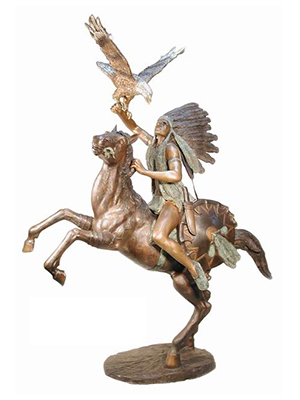 Bronze Indian Warrior on Rearing Horse